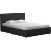 imageNovogratz Kelly Upholstered Bed with Underbed Storage Drawers and Clean Lined Headboard Queen Dark Gray LinenDark Gray Linen