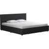 imageNovogratz Kelly Upholstered Bed with Underbed Storage Drawers and Clean Lined Headboard Queen Dark Gray LinenDark Gray Linen