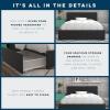 imageNovogratz Kelly Upholstered Bed with Underbed Storage Drawers and Clean Lined Headboard Queen Dark Gray LinenDark Gray Linen