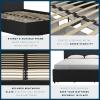 imageNovogratz Kelly Upholstered Bed with Underbed Storage Drawers and Clean Lined Headboard Queen Dark Gray LinenDark Gray Linen