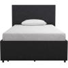 imageNovogratz Kelly Upholstered Bed with Underbed Storage Drawers and Clean Lined Headboard Queen Dark Gray LinenDark Gray Linen