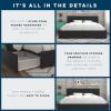 imageNovogratz Kelly Upholstered Bed with Underbed Storage Drawers and Clean Lined Headboard Queen Dark Gray LinenDark Gray Linen