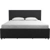 imageNovogratz Kelly Upholstered Bed with Underbed Storage Drawers and Clean Lined Headboard Queen Dark Gray LinenDark Gray Linen