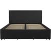 imageNovogratz Kelly Upholstered Bed with Underbed Storage Drawers and Clean Lined Headboard Queen Dark Gray LinenDark Gray Linen