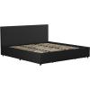imageNovogratz Kelly Upholstered Bed with Underbed Storage Drawers and Clean Lined Headboard Queen Dark Gray LinenDark Gray Linen