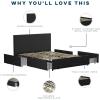 imageNovogratz Kelly Upholstered Bed with Underbed Storage Drawers and Clean Lined Headboard Queen Dark Gray LinenDark Gray Linen