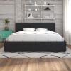 imageNovogratz Kelly Upholstered Bed with Underbed Storage Drawers and Clean Lined Headboard Queen Dark Gray LinenDark Gray Linen