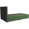 imageNovogratz Kelly Upholstered Bed with Underbed Storage Drawers and Clean Lined Headboard Queen Dark Gray LinenGreen Linen