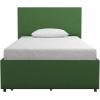 imageNovogratz Kelly Upholstered Bed with Underbed Storage Drawers and Clean Lined Headboard Queen Dark Gray LinenGreen Linen