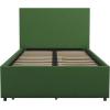 imageNovogratz Kelly Upholstered Bed with Underbed Storage Drawers and Clean Lined Headboard Queen Dark Gray LinenGreen Linen