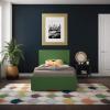 imageNovogratz Kelly Upholstered Bed with Underbed Storage Drawers and Clean Lined Headboard Queen Dark Gray LinenGreen Linen