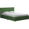imageNovogratz Kelly Upholstered Bed with Underbed Storage Drawers and Clean Lined Headboard Queen Dark Gray LinenGreen Linen