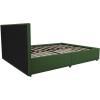 imageNovogratz Kelly Upholstered Bed with Underbed Storage Drawers and Clean Lined Headboard Queen Dark Gray LinenGreen Linen