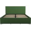 imageNovogratz Kelly Upholstered Bed with Underbed Storage Drawers and Clean Lined Headboard Queen Dark Gray LinenGreen Linen