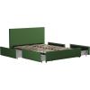 imageNovogratz Kelly Upholstered Bed with Underbed Storage Drawers and Clean Lined Headboard Queen Dark Gray LinenGreen Linen