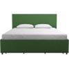 imageNovogratz Kelly Upholstered Bed with Underbed Storage Drawers and Clean Lined Headboard Queen Dark Gray LinenGreen Linen