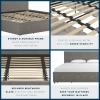 imageNovogratz Kelly Upholstered Bed with Underbed Storage Drawers and Clean Lined Headboard Queen Dark Gray LinenLight Gray