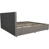 imageNovogratz Kelly Upholstered Bed with Underbed Storage Drawers and Clean Lined Headboard Queen Dark Gray LinenLight Gray