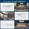 imageNovogratz Kelly Upholstered Bed with Underbed Storage Drawers and Clean Lined Headboard Queen Dark Gray LinenLight Gray