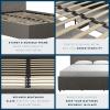 imageNovogratz Kelly Upholstered Bed with Underbed Storage Drawers and Clean Lined Headboard Queen Dark Gray LinenLight Gray Velvet