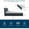 imageNovogratz Kelly Upholstered Bed with Underbed Storage Drawers and Clean Lined Headboard Queen Dark Gray LinenNavy