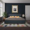 imageNovogratz Kelly Upholstered Bed with Underbed Storage Drawers and Clean Lined Headboard Queen Dark Gray LinenNavy