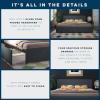 imageNovogratz Kelly Upholstered Bed with Underbed Storage Drawers and Clean Lined Headboard Queen Dark Gray LinenNavy