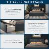 imageNovogratz Kelly Upholstered Bed with Underbed Storage Drawers and Clean Lined Headboard Queen Dark Gray LinenNavy