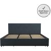 imageNovogratz Kelly Upholstered Bed with Underbed Storage Drawers and Clean Lined Headboard Queen Dark Gray LinenNavy