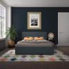 imageNovogratz Kelly Upholstered Bed with Underbed Storage Drawers and Clean Lined Headboard Queen Dark Gray LinenNavy