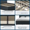 imageNovogratz Kelly Upholstered Bed with Underbed Storage Drawers and Clean Lined Headboard Queen Dark Gray LinenNavy