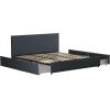 imageNovogratz Kelly Upholstered Bed with Underbed Storage Drawers and Clean Lined Headboard Queen Dark Gray LinenNavy