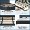 imageNovogratz Kelly Upholstered Bed with Underbed Storage Drawers and Clean Lined Headboard Queen Dark Gray LinenNavy
