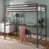 imageNovogratz Maxwell Metal Full Loft Bed with Desk ampamp Shelves NavyBlackGrey  White Metal  Navy Metal
