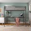 imageNovogratz Maxwell Metal Full Loft Bed with Desk ampamp Shelves NavyBlackGrey  White Metal  Navy Metal