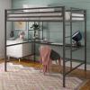 imageNovogratz Maxwell Metal Full Loft Bed with Desk ampamp Shelves NavyBlackGrey