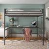 imageNovogratz Maxwell Metal Full Loft Bed with Desk ampamp Shelves NavyBlackGrey