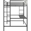 imageNovogratz Maxwell Metal Full Loft Bed with Desk ampamp Shelves NavyBlackGrey