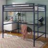 imageNovogratz Maxwell Metal Full Loft Bed with Desk ampamp Shelves NavyBlackNavy