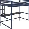 imageNovogratz Maxwell Metal Full Loft Bed with Desk ampamp Shelves NavyBlackNavy