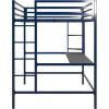 imageNovogratz Maxwell Metal Full Loft Bed with Desk ampamp Shelves NavyBlackNavy