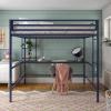 imageNovogratz Maxwell Metal Full Loft Bed with Desk ampamp Shelves NavyBlackNavy