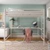 imageNovogratz Maxwell Metal Full Loft Bed with Desk ampamp Shelves NavyBlackWhite
