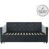 imageNovogratz Vintage Upholstered Full Daybed and Twin Trundle Set GreyBlue