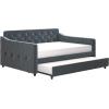 imageNovogratz Vintage Upholstered Full Daybed and Twin Trundle Set GreyBlue