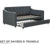 imageNovogratz Vintage Upholstered Full Daybed and Twin Trundle Set GreyBlue