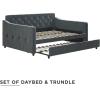 imageNovogratz Vintage Upholstered Full Daybed and Twin Trundle Set GreyBlue