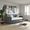 imageNovogratz Vintage Upholstered Full Daybed and Twin Trundle Set GreyBlue