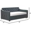 imageNovogratz Vintage Upholstered Full Daybed and Twin Trundle Set GreyBlue