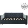imageNovogratz Vintage Upholstered Full Daybed and Twin Trundle Set GreyBlue